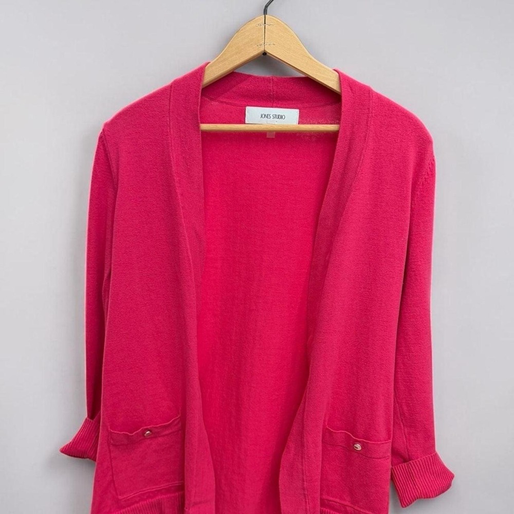 Jones Studio Pink‎ Open Front Cardigan Sweater with Pockets Size XS